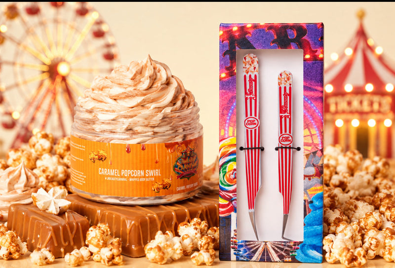 Caramel Popcorn Body Butter + Tweezer Duo